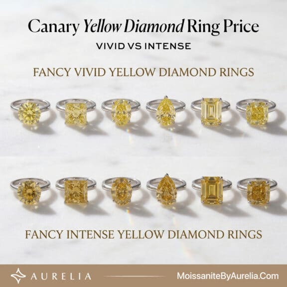 Canary Yellow Diamond Ring Price: Vivid vs Intense ($2,180 vs $39,060)