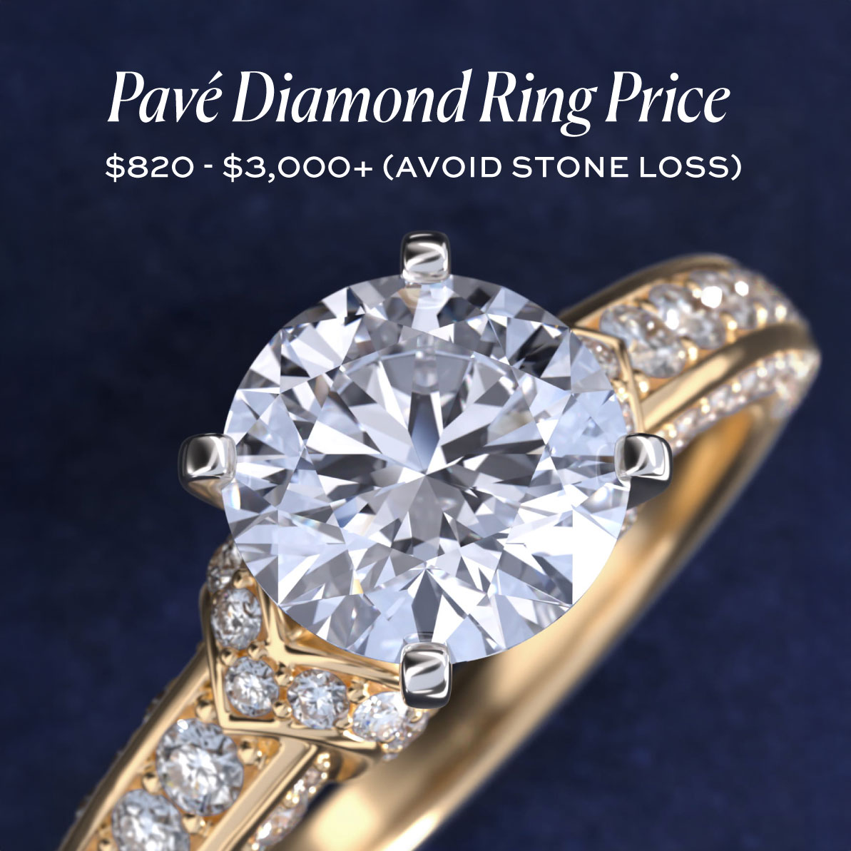 Pavé Diamond Ring Price: $820 - $3,000+ (Avoid Stone Loss)