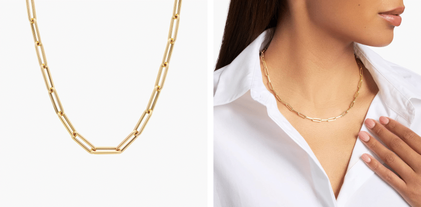 18" Medium Paperclip Necklace in 14k Italian Yellow Gold (4 mm)