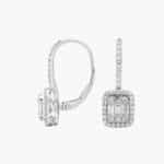 Shop luxury 18k white gold drop earrings. Featuring 82 natural baguette and round diamonds (3/4 ct. tw.) with secure lever backs for $2,422.