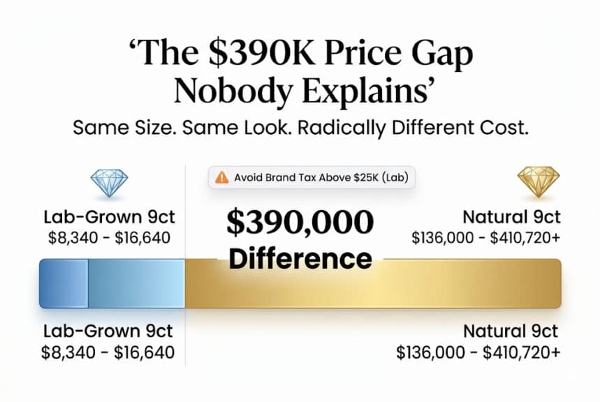 9 carat diamond price gap infographic lab vs natural 2026 pricing breakdown