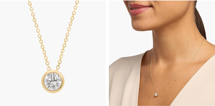 Bezel Lab-Grown Diamond Pendant in 14K Yellow Gold (¾ ct., F-G/VS2-SI1)