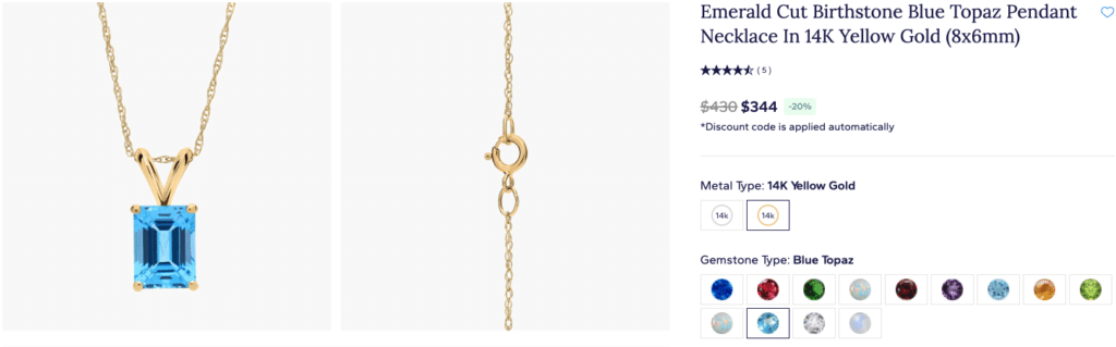 Blue Nile Emerald Cut Birthstone Pendant Necklace