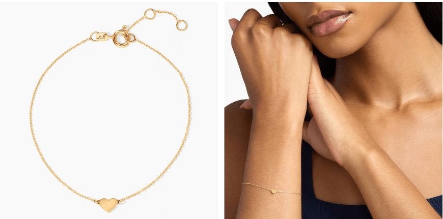 Blue Nile Petite Heart Bracelet in 14K Gold