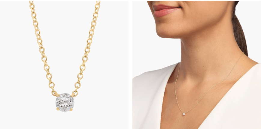 Four Prong Basket Solitaire Lab Grown Diamond Pendant In 14K Yellow Gold (1/4 Ct. tw. - F-G / VS2-SI1)