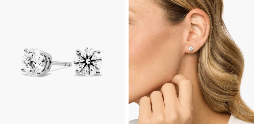Four Prong Round Brilliant Lab Grown Diamond Stud Earrings in 14K White Gold (1½ ct. tw., F-G/VS2-SI1)