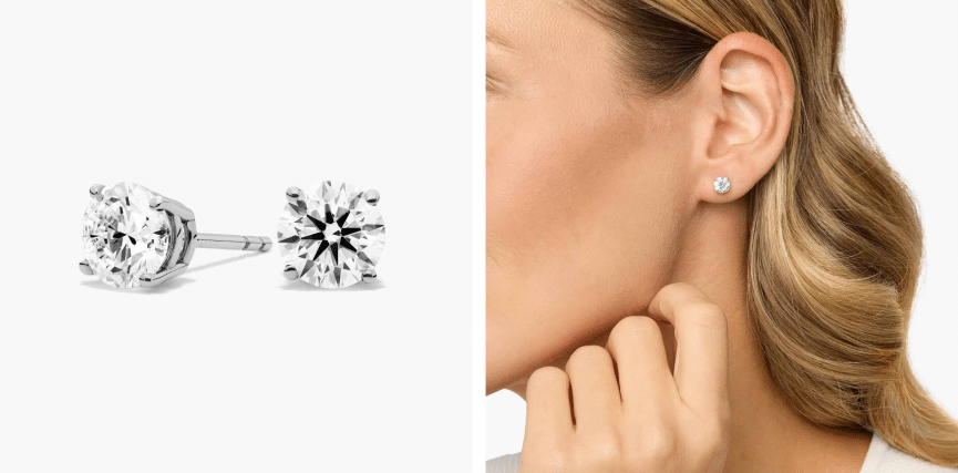 Four Prong Round Brilliant Lab Grown Diamond Stud Earrings in 14k White Gold (1 1/2 Ct. tw. - F-G / VS2-SI1)