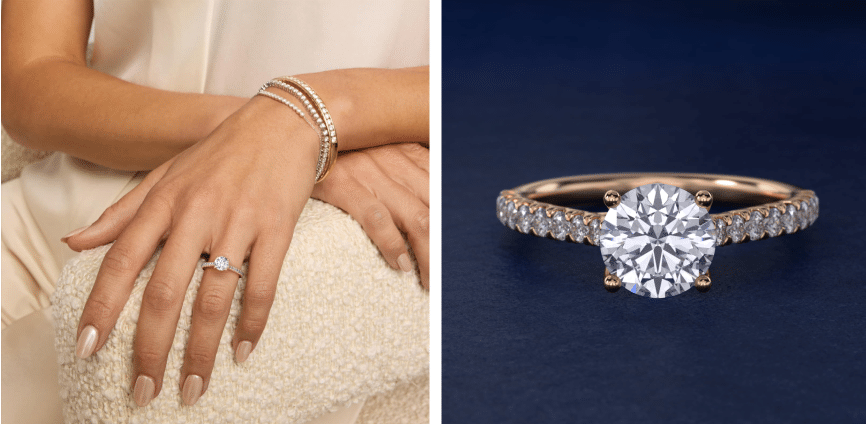 Modern Trellis Diamond Engagement Ring in 14K Rose Gold