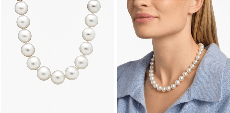 South Sea Cultured Pearl Strand Necklace in 18k White Gold (10-12.2mm)